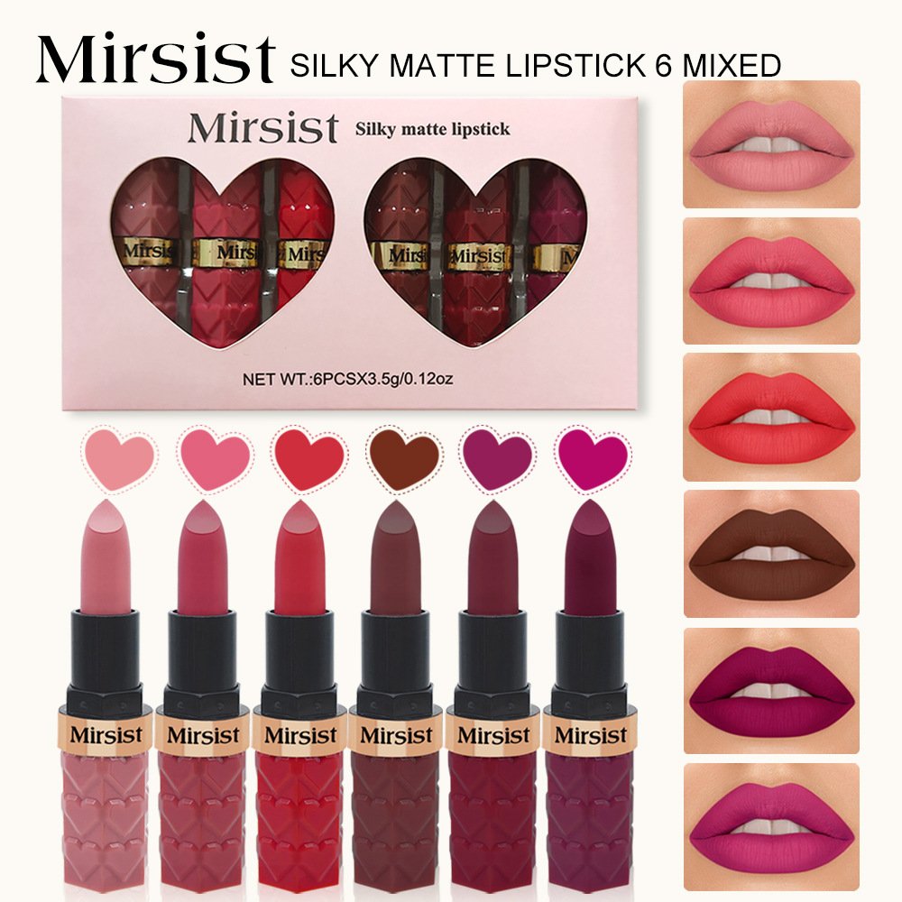 6 pcs a lot (products are only for export sales, domestic sales are prohibited) Pack of six Mirsist matte lipsticks are not easy to fade, matte and do not change color, and the long-lasting lipstick set - Image 2