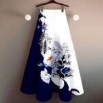 Midi skirt skirt women's 2025 new foreign style print drape skirt is thin and covers the flesh over the knee high-waisted skirt