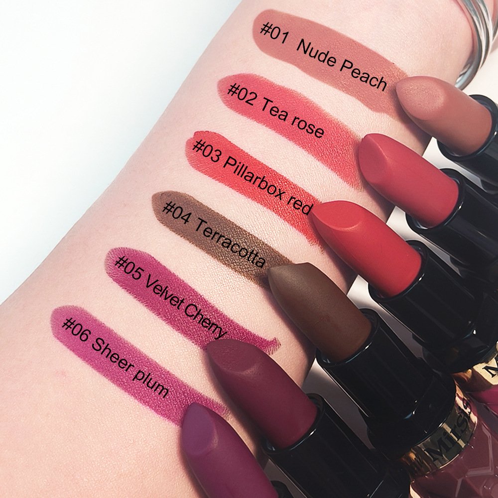 主图-2 Pack of six Mirsist matte lipsticks are not easy to fade, matte and do not change color, and the long-lasting lipstick set