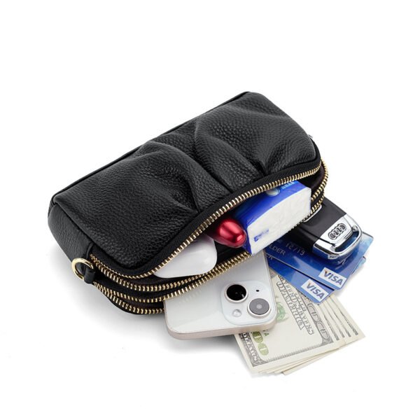 New leather clutch bag feminine large-capacity handbag double-layer zipper top layer cowhide versatile women's wallet - Image 4
