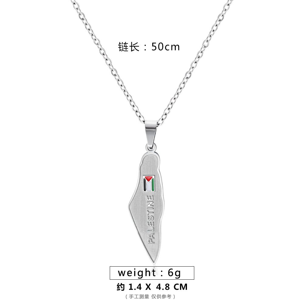 XL010-A 小旗项链【银】 Palestine necklace stainless steel - Image 20
