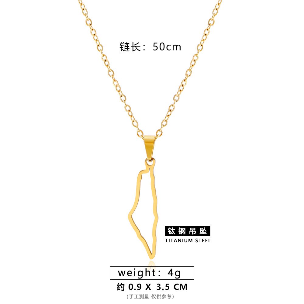 XL016-B 钛钢镂空项链【金】 Palestine necklace stainless steel - Image 17
