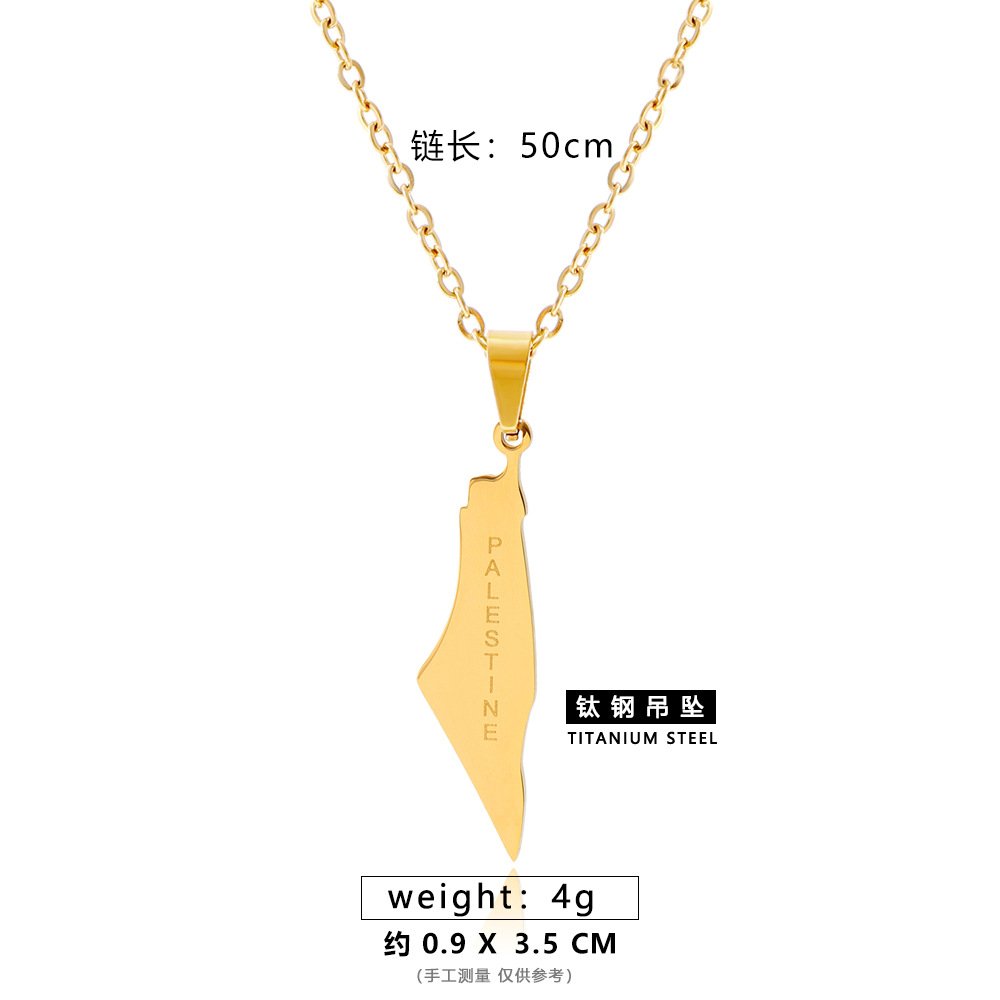 XL017-B 钛钢字母光面项链【金】 Palestine necklace stainless steel - Image 15