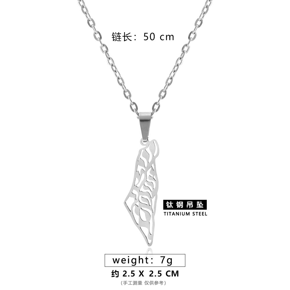 XL018-A 钛钢大花项链【银】 Palestine necklace stainless steel - Image 14