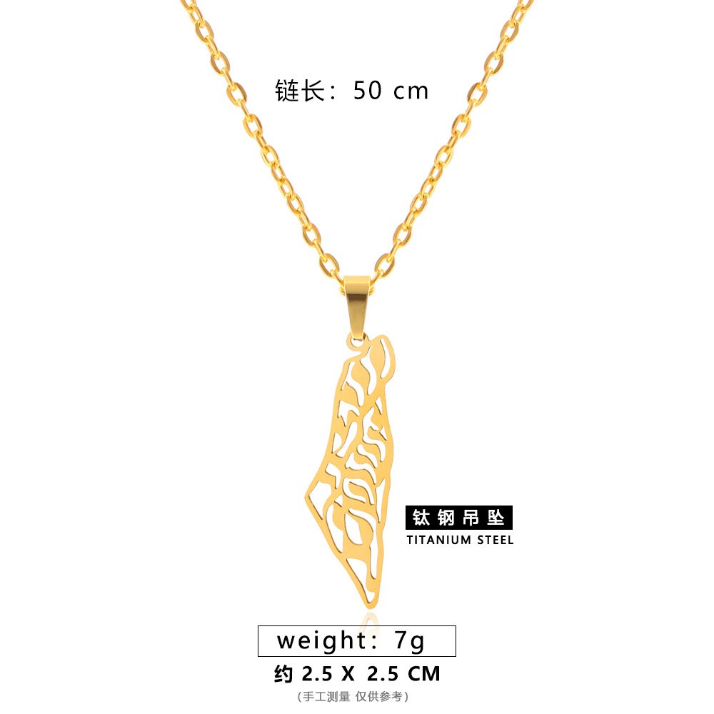 XL018-B 钛钢大花项链【金】 Palestine necklace stainless steel - Image 13