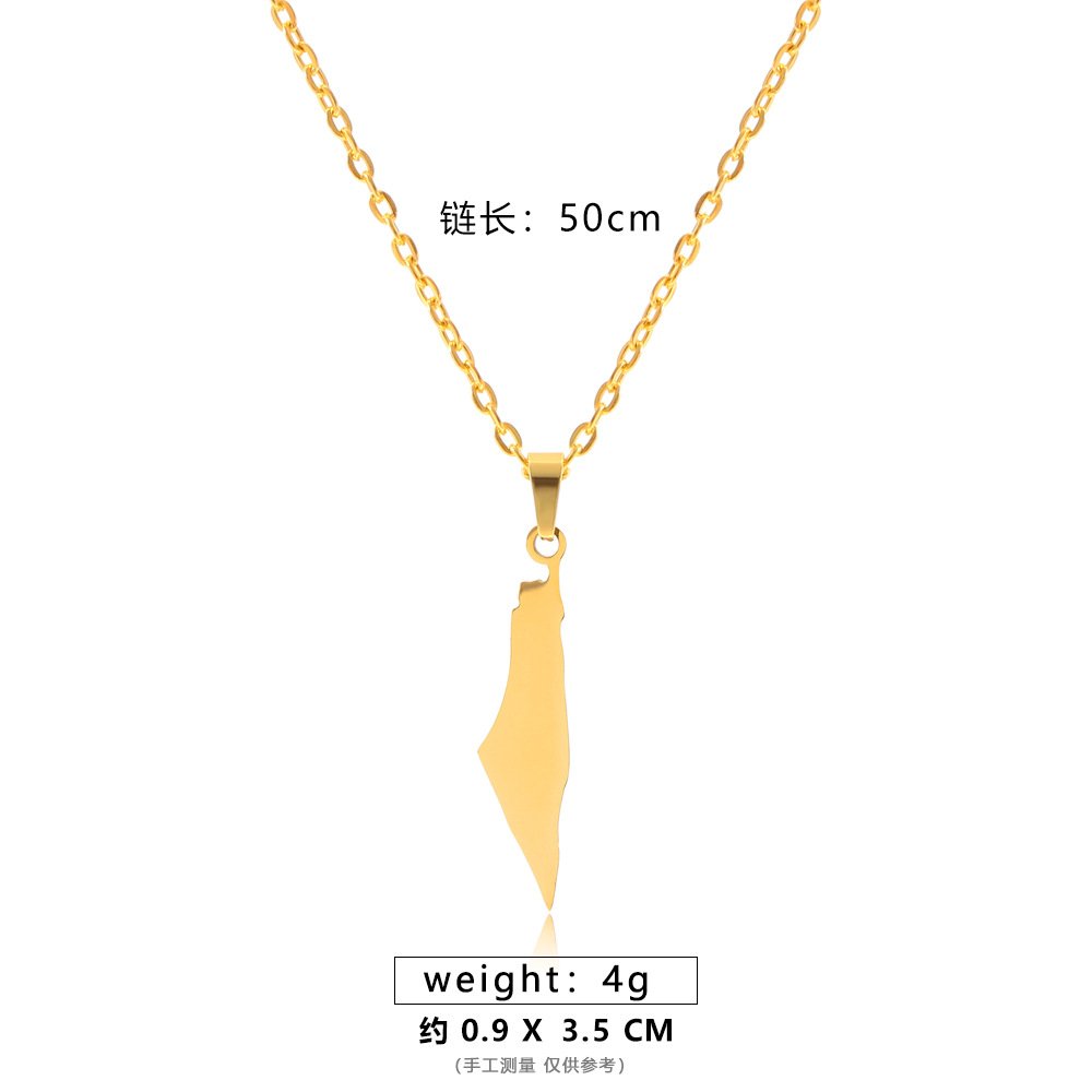 XL020-B 钛钢纯光面项链【金】 Palestine necklace stainless steel - Image 9