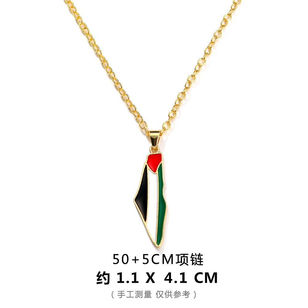 XL097-A 旗帜项链【金】 Palestine necklace stainless steel - Image 7