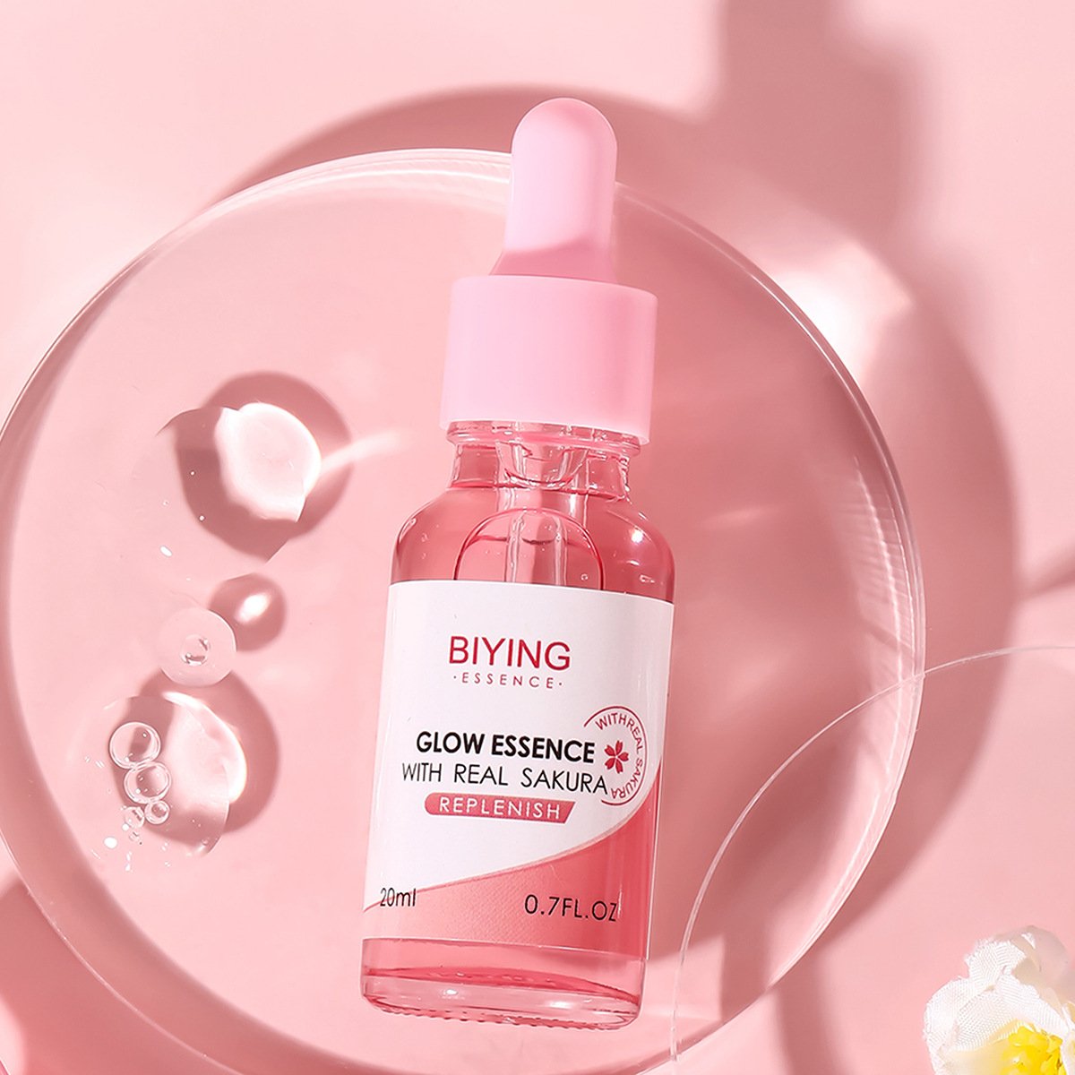 主图-2 BIYING Sakura Facial Essence 20ml Sakura Extract Double Hydrating Essence Anti-Aging Pore Shrinking Serum - Image 2