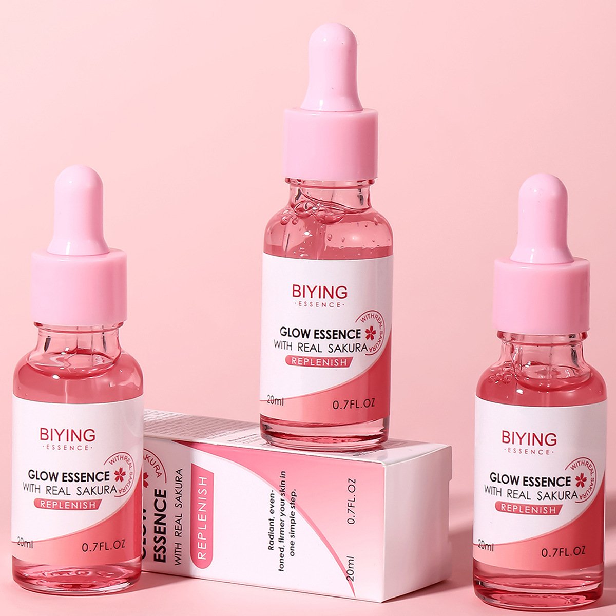 主图-3 BIYING Sakura Facial Essence 20ml Sakura Extract Double Hydrating Essence Anti-Aging Pore Shrinking Serum - Image 5