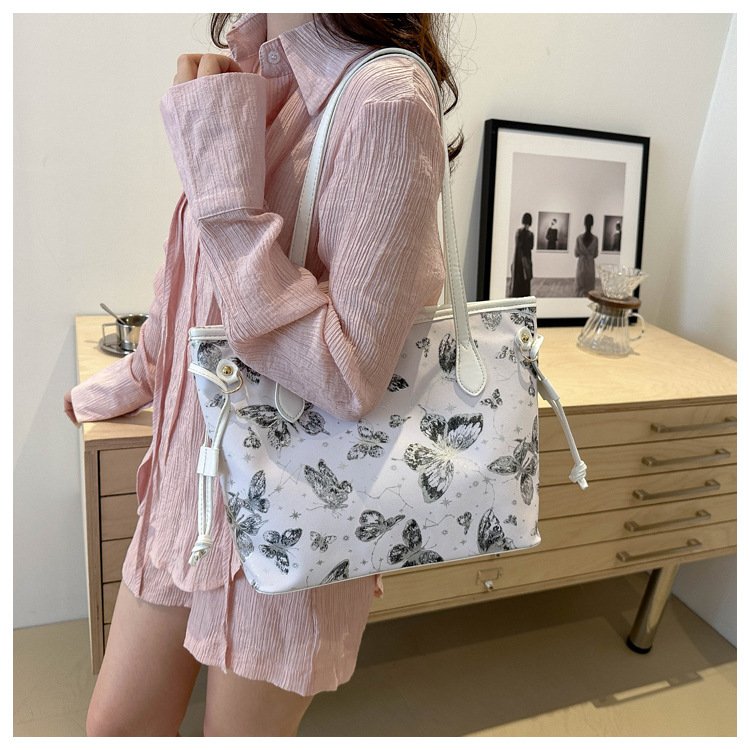 详情-16 Butterfly big bag women's new high-end large-capacity tote bag casual temperament shoulder bag - Image 4