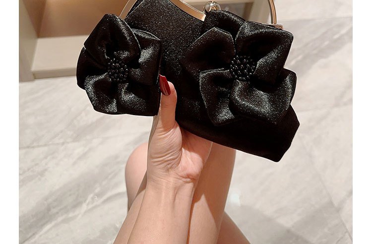 详情-14 Elegant White Floral Satin Evening Clutch Bag - Image 9