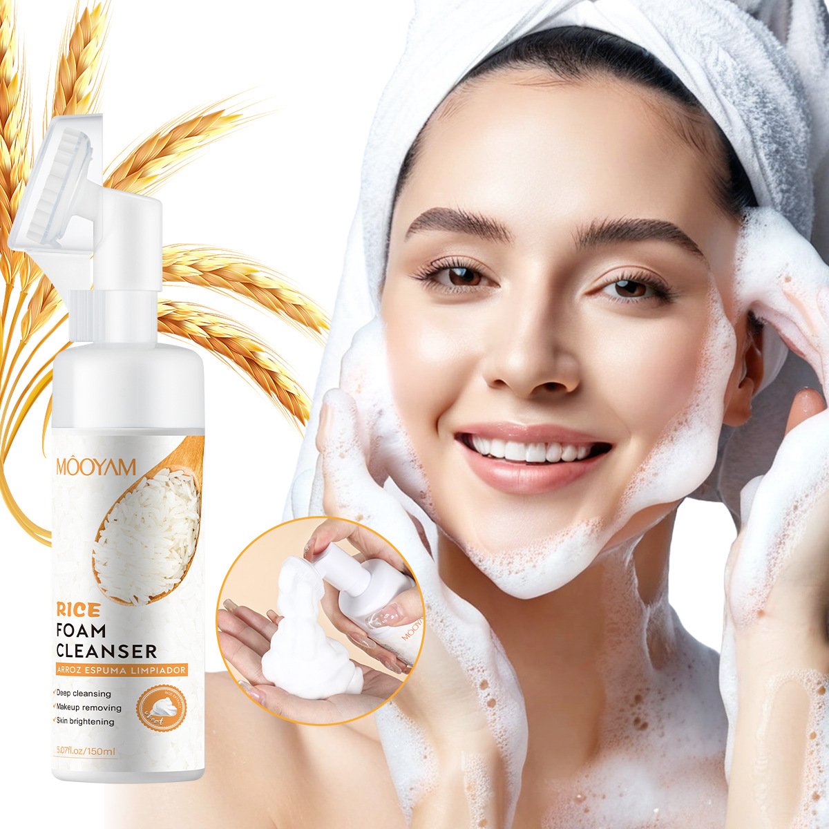 主图-1 Mooyam Rice Brightening Foam Cleanser - Image 2