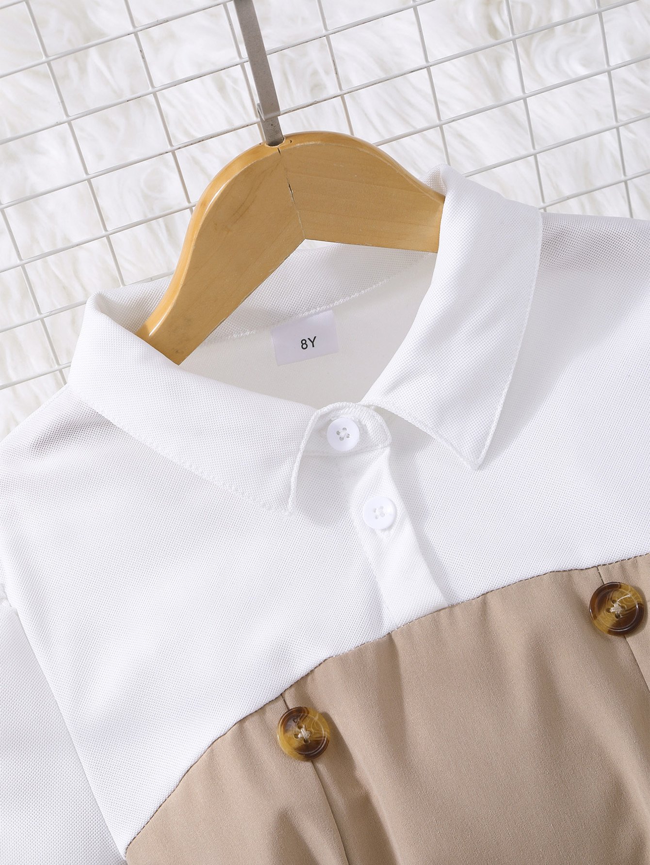 主图-3 Summer Contrast Lapel Puff Sleeve Set | Effortless Elegance – Puff Sleeve Top + Flared Pants Co-Ord - Image 3