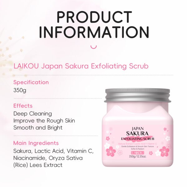 LAIKOU Sakura Blossom Smoothing Scrub • 350g - Image 4
