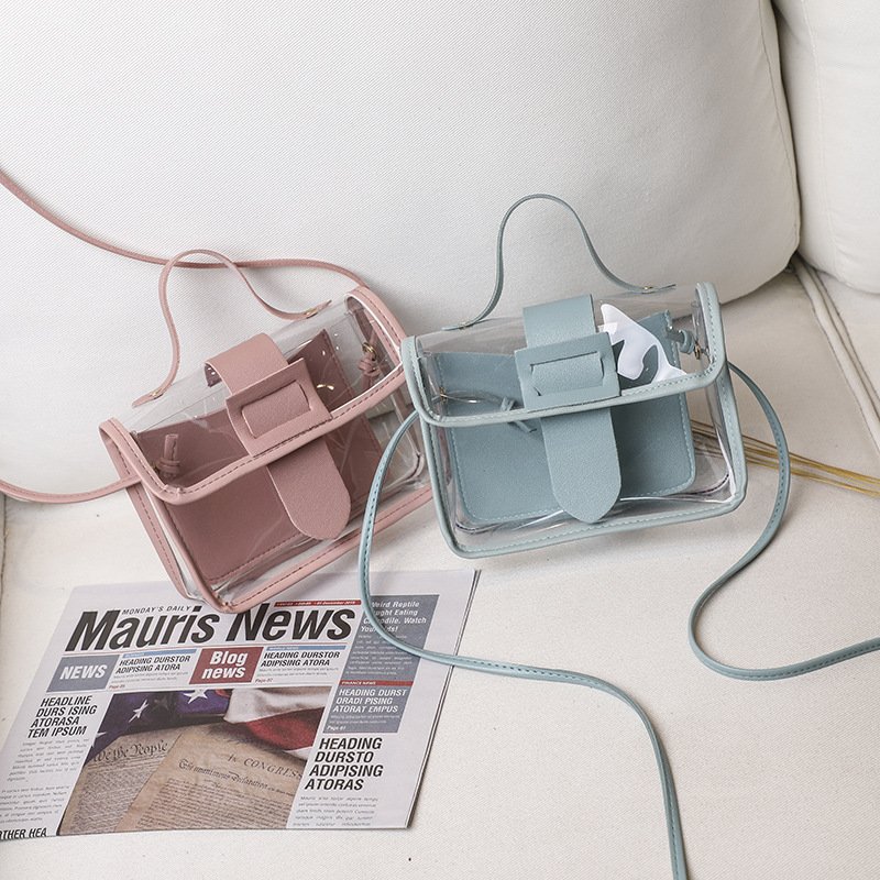 ladies hand bag – color contrast transparent mini square bag ladies hand bag – color contrast transparent mini square bag