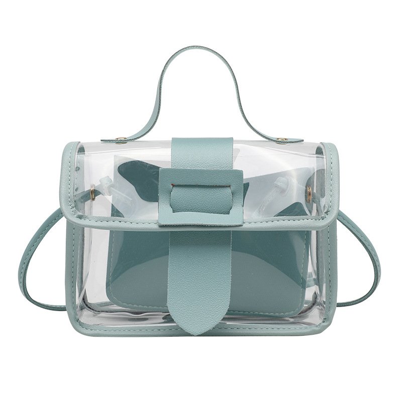 ladies hand bag – color contrast transparent mini square bag ladies hand bag – color contrast transparent mini square bag