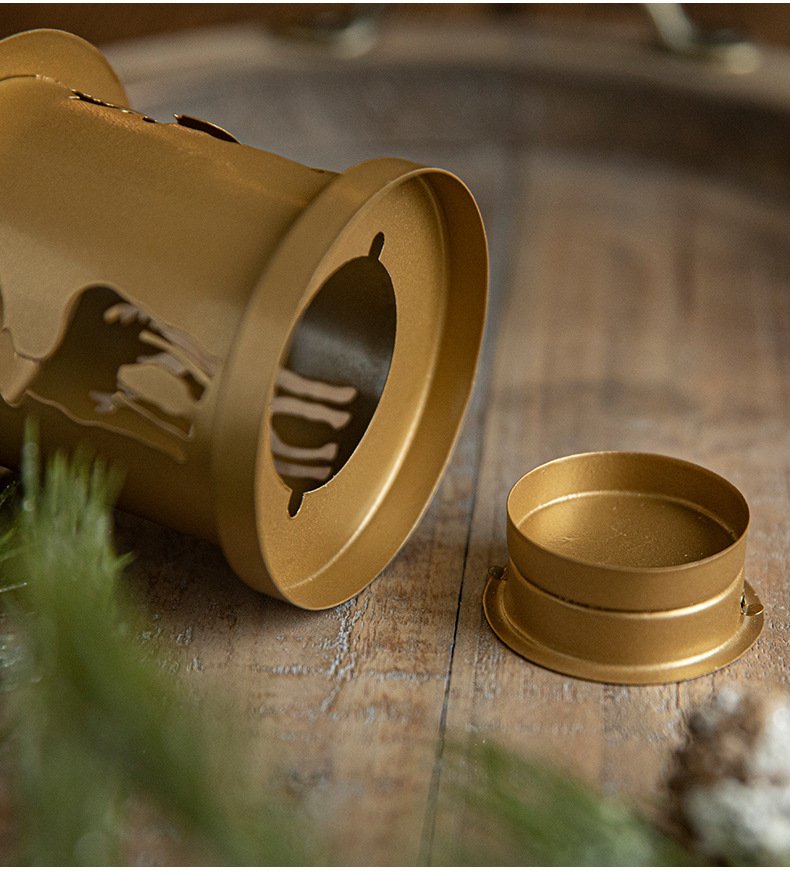 详情-10 Vintage Christmas Wrought Iron Candle Holder – Cabin Wind Lamp Ornament - Image 10