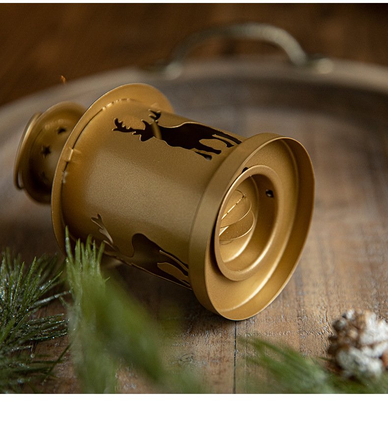 详情-13 Vintage Christmas Wrought Iron Candle Holder – Cabin Wind Lamp Ornament - Image 11