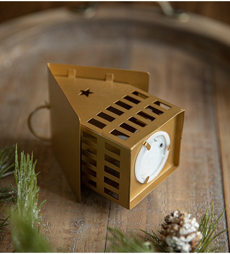 详情-6 Vintage Christmas Wrought Iron Candle Holder – Cabin Wind Lamp Ornament - Image 9