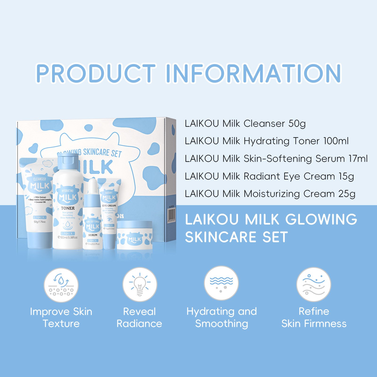 laikou milk 5 in 1 skincare set – hydrating & moisturizing facial care laikou milk 5 in 1 skincare set – hydrating & moisturizing facial care