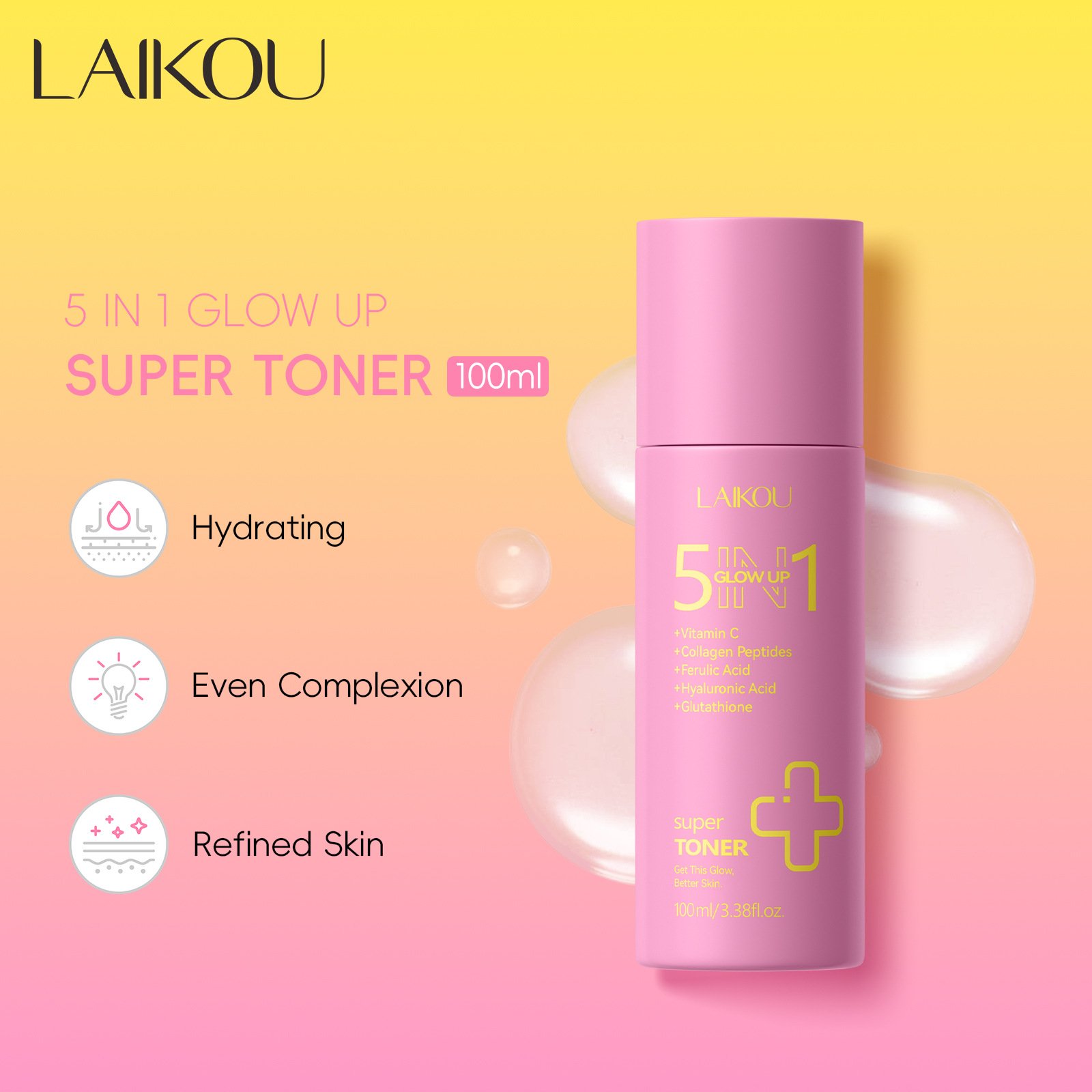 laikou 5 in 1 glowing toner – 100ml laikou 5 in 1 glowing toner – 100ml