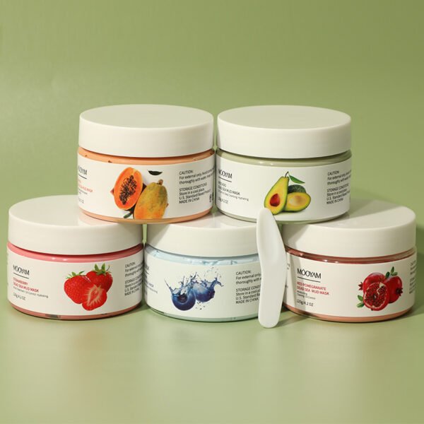 Fruit Mud Mask Combo Set (5 Variants – Avocado, Strawberry, Pomegranate, Papaya, Blueberry)