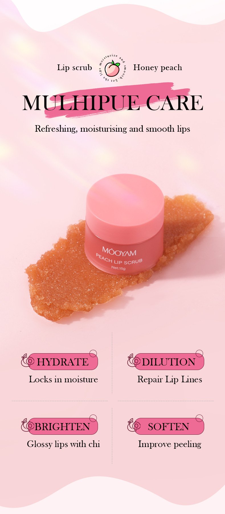 mooyam peach lip scrub – soft, sweet & smooth lips mooyam peach lip scrub – soft, sweet & smooth lips