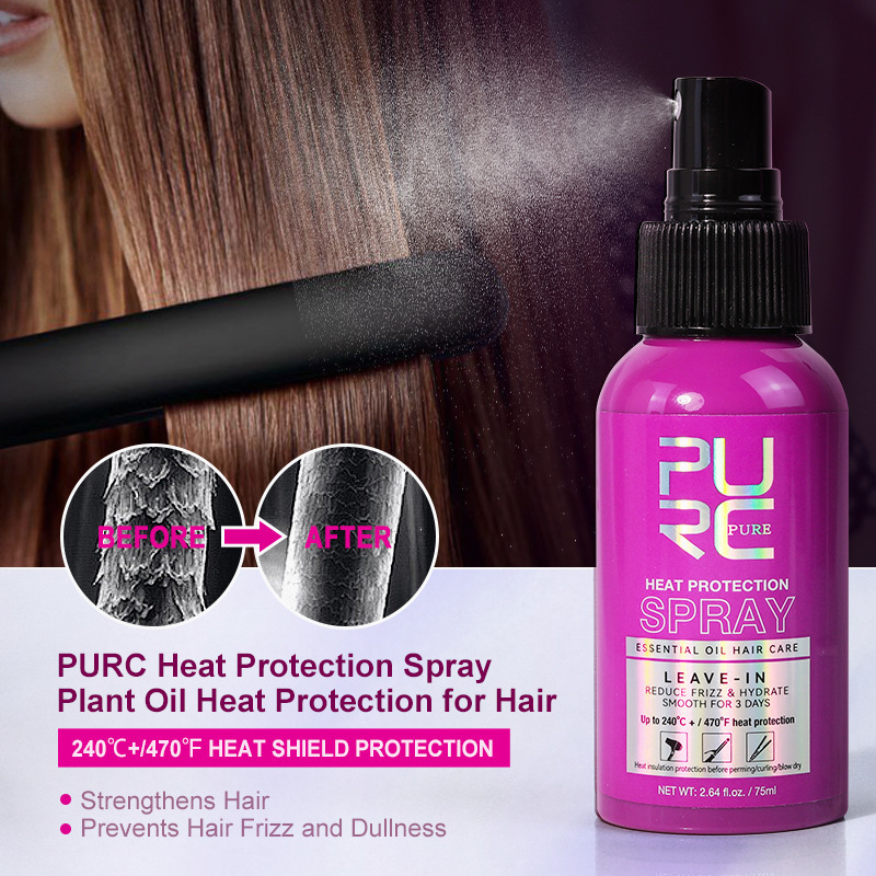 purc heat protection hair spray 75ml | anti frizz & moisturizing purc heat protection hair spray 75ml | anti frizz & moisturizing