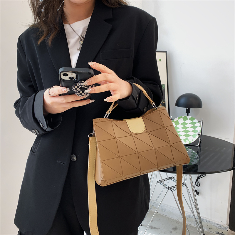 geometric quilted pu leather crossbody shoulder bag | korean style women's handbag geometric quilted pu leather crossbody shoulder bag | korean style women's handbag