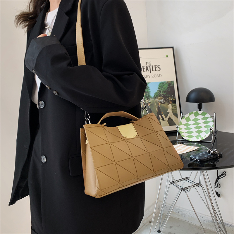 geometric quilted pu leather crossbody shoulder bag | korean style women's handbag geometric quilted pu leather crossbody shoulder bag | korean style women's handbag