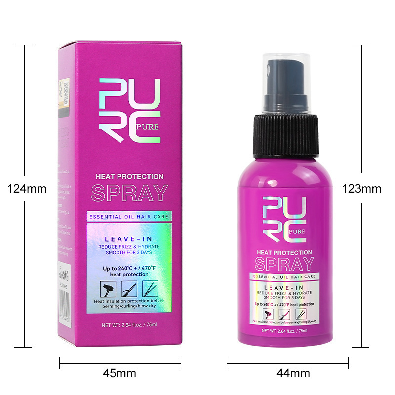 purc heat protection hair spray 75ml | anti frizz & moisturizing purc heat protection hair spray 75ml | anti frizz & moisturizing