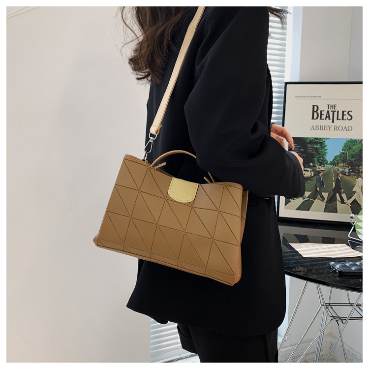 geometric quilted pu leather crossbody shoulder bag | korean style women's handbag geometric quilted pu leather crossbody shoulder bag | korean style women's handbag