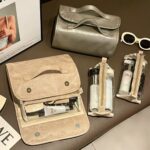 large capacity luxury travel toiletry organizer bag (beige) – multi layer makeup & cosmetics storage pouch | pahelapride