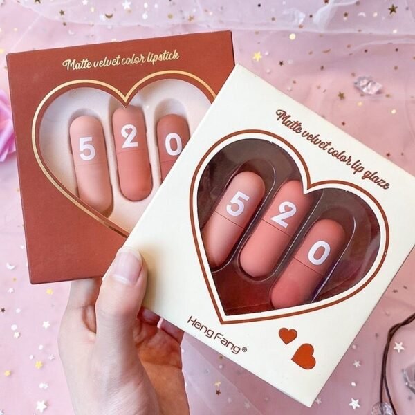 520 Matte Velvet Lipstick Gift Box – Waterproof Mini Capsule Lipstick Set (3 in 1) | PahelaPride